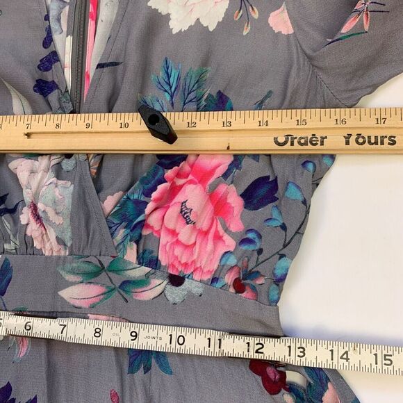 Steele Australia Peony Floral Ruffle Maxi Dress Small Grey Romantic Summergirl - Picture 7 of 9